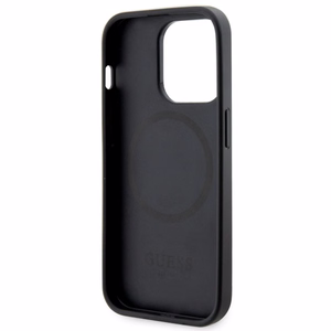 Guess GUHMP14LP4RPSK iPhone 14 Pro 6.1 musta/musta suojakuori 4G Printed Stripes MagSafe