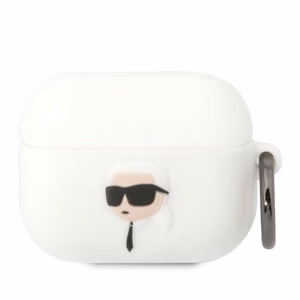Karl Lagerfeld KLAPRUNIKH AirPods Pro -suojakuori valkoinen/valkoinen silikoninen Karl Head 3D