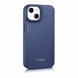 iCarer CE Premium Nahka Folio Case iPhone 14 Plus Magneettinen Flip Nahka Folio Case MagSafe Blue (WMI14220715-BU)