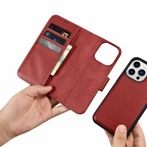 iCarer Lompakko Kotelo 2in1 Cover iPhone 14 Pro Max Nahka Flip Cover Anti-RFID Punainen (WMI14220728-RD)