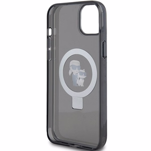 Karl Lagerfeld Ring Stand Karl&Choupette MagSafe suojakuori iPhone 14 / 15 / 13:lle - musta