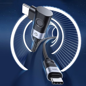 Orico CW240 kulmamallinen USB-C–USB-C PD, 240 W, 20 Gbps-kaapeli, 0,5 m – musta