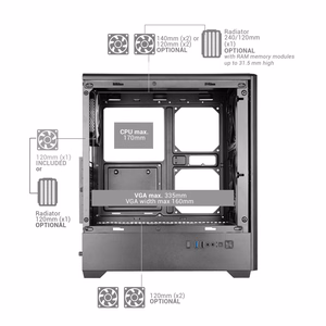 Mars Gaming MCQUANTUM – Midi Tower computer case, black