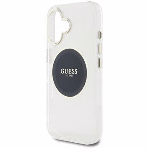 Guess IML Metal Colored Circle Classic Logo MagSafe Suojakuori iPhone 16:lle - musta
