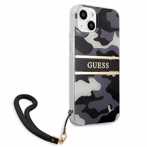 Guess GUHCP13SKCABBK iPhone 13 mini 5.4" musta/musta kovakotelo Camo hihna Collection