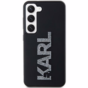 Karl Lagerfeld 3D Rubber Glitter Logo Suojakuori Samsung Galaxy S23+:lle - musta