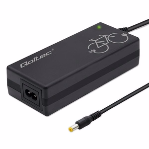 Qoltec 50761 – sähköpyörän akkulaturi, 36 V / 42 V, 2 A, 5.5×2.5 mm liitin