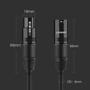 Ugreen AV130 66717 audiokaapeli XLR (naaras) - XLR (uros) mikrofonille/vahvistimelle 2m - musta