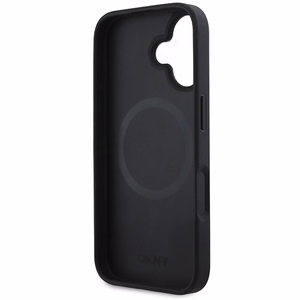 DKNY Plain Hopeinen Logo MagSafe iPhone 16:lle Suojakuori - Musta