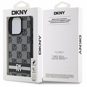 DKNY Checkered Pattern Painetut Raidat Suojakuori iPhone 16 Pro:lle - Musta