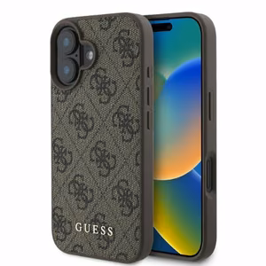 Guess Suojakuori iPhone 16:lle GUHCP16SG4GFBR (PU 4G Classic) ruskea