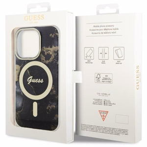 Guess GUHMP14LHTMRSK iPhone 14 Pro 6.1 musta/musta suojakuori Golden Marble MagSafe