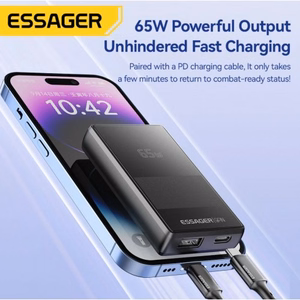 Charger Essager "Ultra Thin" Black 65W (PD / QC3.0)