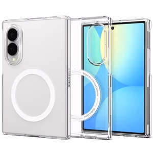 Spigen AirSkin MagFit MagSafe -suojakuori Samsung Galaxy Z Fold 8:lle, läpinäkyvä ja valkoinen