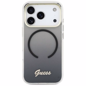 Guess IML Gradient Script Metal MagSafe Suojakuori iPhone 17 Pro - Musta
