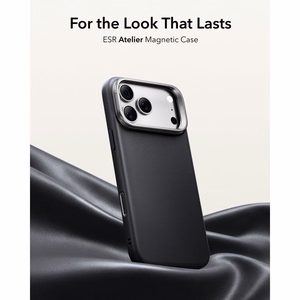 ESR Leather -suojakuori laitteelle iPhone 18 Pro / 17 Pro, tuella, MagSafe-yhteensopiva – musta