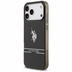US Polo DH and Bottom Stripe Logo MagSafe Suojakuori iPhone 17 Pro Max:lle - Musta