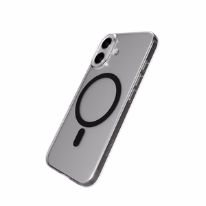 Puro Lite Mag TPU+PC suojakuori MagSafe-yhteensopiva iPhone 17:lle - läpinäkyvä mustalla renkaalla