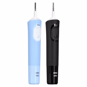 Oral-B Vitality Pro Duo – ladattava sähköhammasharja, 2 harjaspäätä, 3 puhdistustilaa, musta/sininen/valkoinen