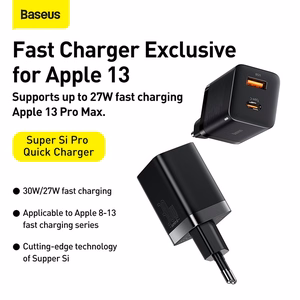 Laturi Baseus Super Si Pro 30W USB-C/USB-A musta CCSUPP-E01