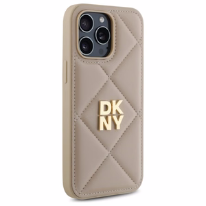 DKNY Quilted Stack Logo Suojakuori iPhone 14 Pro Max:lle - beige