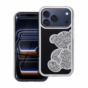 Suojakuori iPhone 17 PRO:lle Teddy Bear hopeinen
