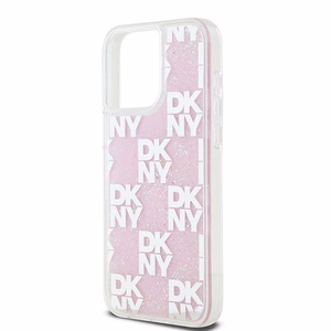 DKNY iPhone 15 Pro Max 6.7" Vaaleanpunainen Suojakuori Liquid Glitter Multilogo