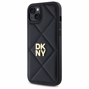 DKNY Quilted Stack Logo Suojakuori iPhone 15 Plus:lle - musta