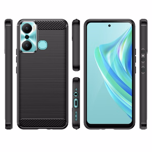 Carbon Case joustava silikoninen hiilikuitusuojakuori Infinix Hot 20 Play:lle musta