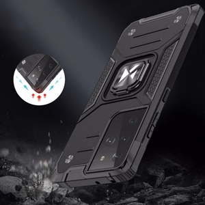 Wozinsky Ring Armor kova hybridi tapauksessa kansi + magneettinen haltija Samsung Galaxy S22 Ultra sininen