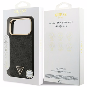 Guess 4G Triangle Logo MagSafe -suojakuori iPhone 17 Pro Max - musta ja kulta