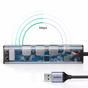 Ugreen multifunctional adapter HUB USB 3.0 - 3 x USB / Ethernet RJ-45 / USB Type C PD gray (CM475)