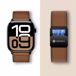 Hihna Apple Watch:lle Forcell F-Design FA21 magneettinen ekologinen nahka 42 / 44 / 45 / 49 mm ruskea
