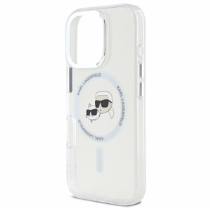 Karl Lagerfeld IML Metal Karl&Choupette Head MagSafe Case for iPhone 16 Pro - White