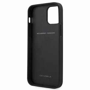 Ferrari FESAXHCP12SBK iPhone 12 mini 5.4" musta/musta kovakotelo On Track Carbon Stripe -raidoitusratkaisu