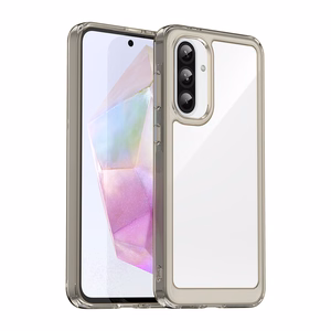 Outer Space Suojakuori Samsung Galaxy A56:lle joustava kehys - puoliläpinäkyvä, musta