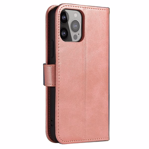 Lompakko-Suojakuori jalustalla iPhone 15 Pro:lle Magnet Case - vaaleanpunainen
