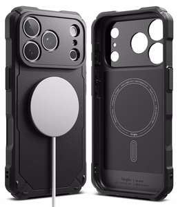Ringke Rugged Gear Magnetic MagSafe -suojakuori iPhone 18 Pro / 17 Pro -malleille, musta