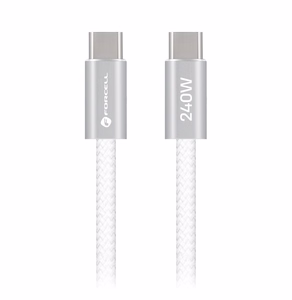 Kaapeli USB-C - USB-C Forcell F-Energy QC4.0 PD 5A 240 W Cafule Color 1,2 m CBN1 valkoinen
