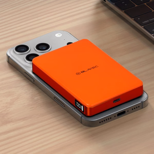 Blavec varavirtalähde 10000 mAh BJ-05 Ultra Fast 16 mm - Type C - Qi2.2 25 W + PD 45 W magneettinen induktio Magsafe 2-in-1 (PBBJ05-QI22MC10O) oranssi alumiini