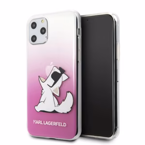 Karl Lagerfeld iPhone 11 Pro Max Suojakuori vaaleanpunainen Choupette Fun