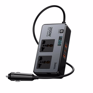 Hoco älykäs kaksois auton invertterilaturi 2 tupakansytytinporttia maks. 200W PD66W/1C2A Z66 musta