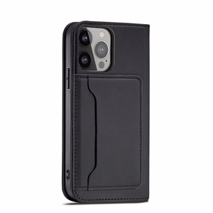 Magneettikortti Kotelo tapauksessa iPhone 14 Plus flip kansi lompakko jalusta musta