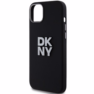 DKNY Liquid Silikoninen Metal Logo Suojakuori iPhone 15/14/13:lle - musta
