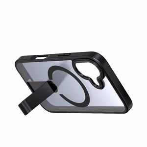 Hybrid Armor X Suojakuori iPhone 17:lle MagSafe-yhteensopivalla jalustalla - musta