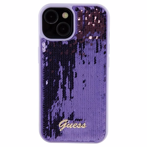 Guess Sequin Script Metal Suojakuori iPhone 15:lle - violetti