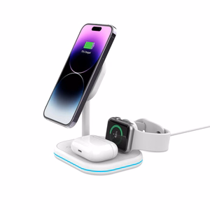 Tech-Protect QI15W-A27 3-in-1 inductive charger with MagSafe stand for smartphone / Apple Watch / AirPods - white