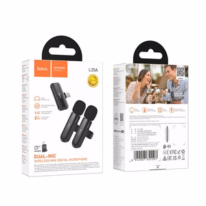 Langaton mikrofonisetti Hoco L20A, USB-C/Lightning, musta