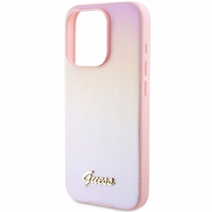 Guess suojakuori iPhone 14 Pro GUHCP14LPSAIRSP Saffiano Iridescent Script vaaleanpunainen