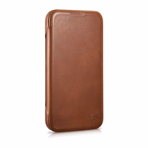 iCarer CE Öljyvaha Premium Nahka Folio Case iPhone 14 Plus magneettinen flip tapauksessa MagSafe ruskea (AKI14220707-BN)